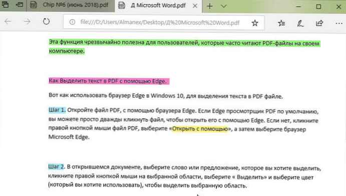 Zvýrazněte text v PDF pomocí prohlížeče Edge.