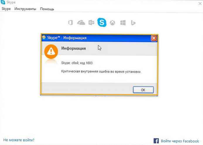Windows 10 - kód chyby instalace Skype 1603