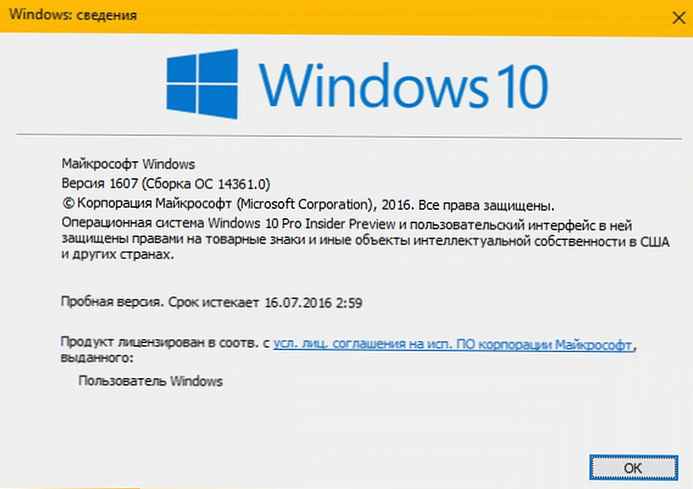 Windows 10 Build 14361 prepustený pre rýchle zasvätené zasvätené osoby.