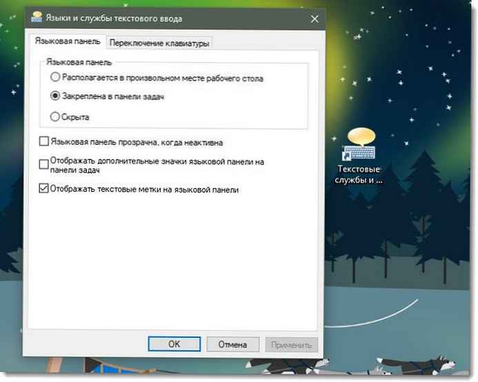 Windows 10 - Nyelvek és szövegbeviteli szolgáltatások (parancsikon létrehozása).
