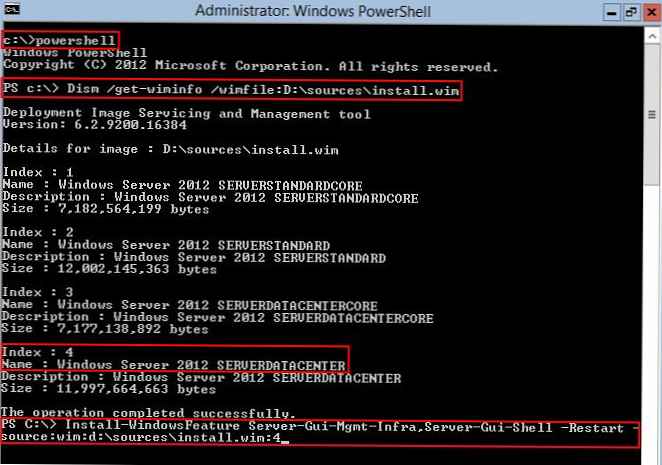 Windows Server 2012 Beralih antara GUI dan Mode Inti