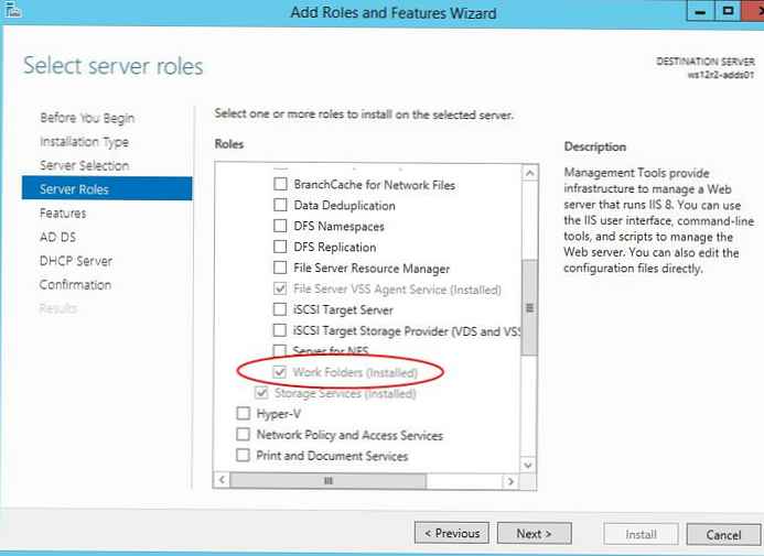 Windows Server 2012 R2 Pracovní složky - synchronizujte soubory mezi zařízeními