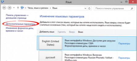 Panel jazykov v systéme Windows 8