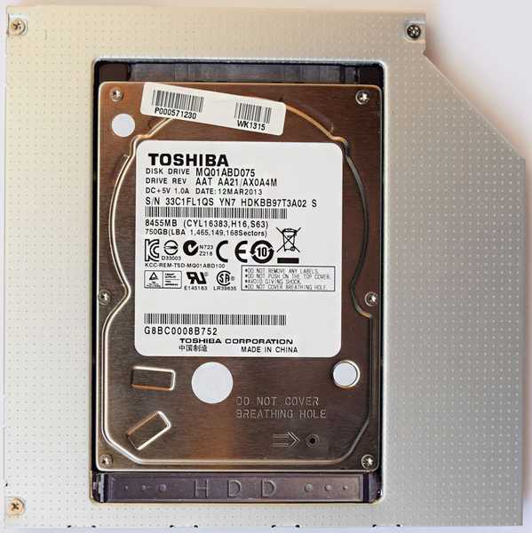 Nahrazení jednotky DVD dalším HDD nebo SSD