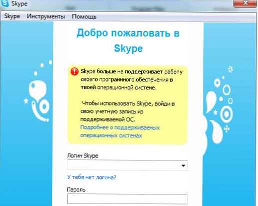Zagon stare različice Skypea po uvedbi Microsoftovih sankcij