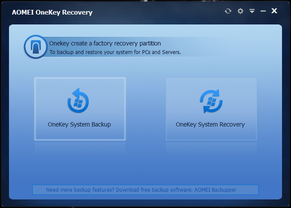 Nástroj AOMEI OneKey Recovery, ktorý vám pomôže vytvoriť oddiel na obnovenie systému Windows