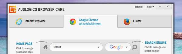 Auslogics Browser Care - przeglądarka Chrome, Firefox i IE