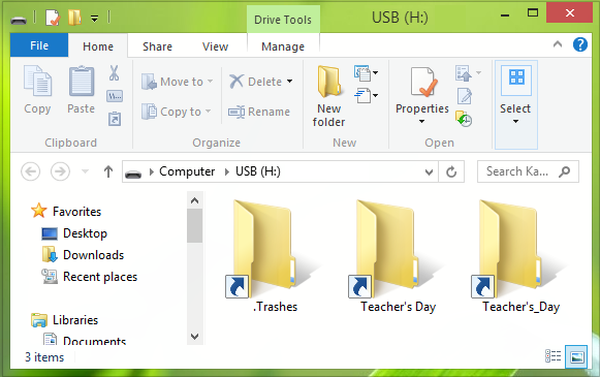 File dan folder pada flash drive berubah menjadi pintasan. Bagaimana cara memperbaikinya?