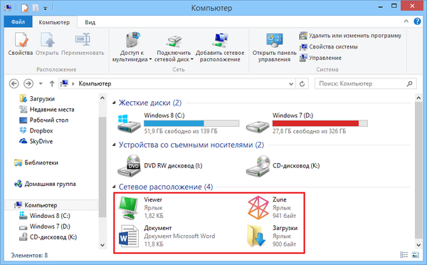 Cara menambahkan berbagai item ke folder Komputer pada Windows 7 atau Windows 8
