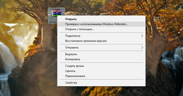 Az elem eltávolítása Ellenőrizze a Windows Defender használatával a Windows 10 helyi menüjéből