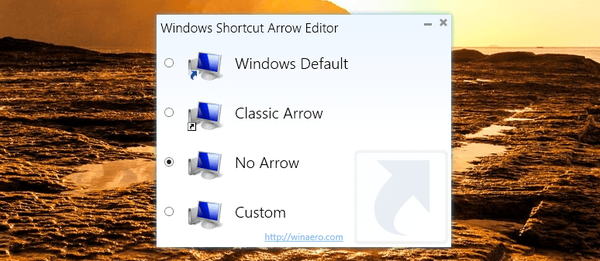 Cara menghapus panah dari cara pintas di Windows 7 dan 8