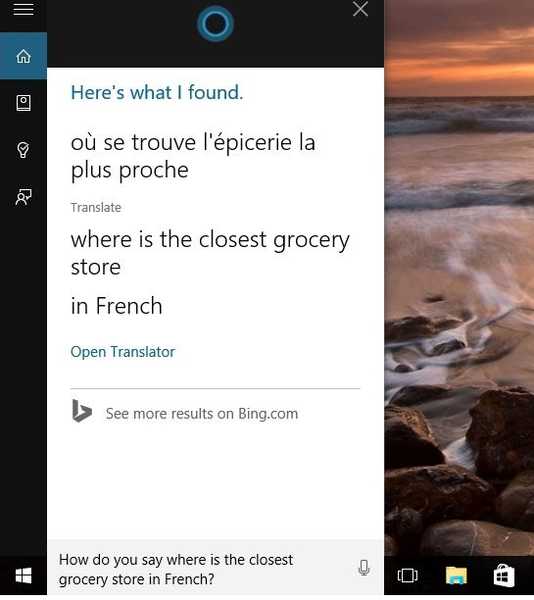 Cortana w Windows 10 służy teraz również jako tłumacz