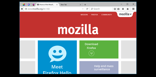 Rozložení Mozilla Firefox Windows 10