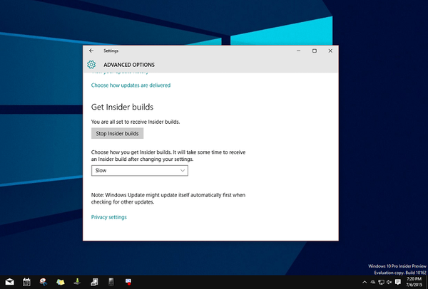 Aktualizacja do Windows 10 Build 10162 jest teraz możliwa poprzez Slow Ring