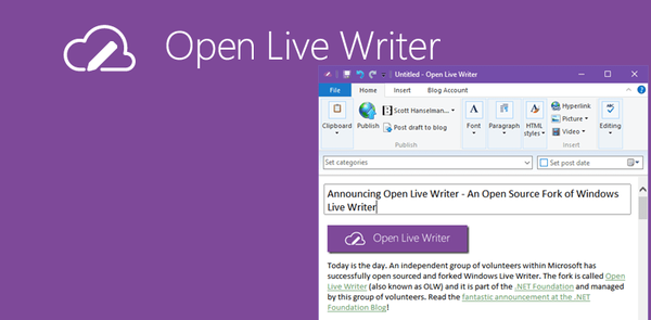 Open Live Writer otvorená zdrojová verzia programu Windows Live Writer