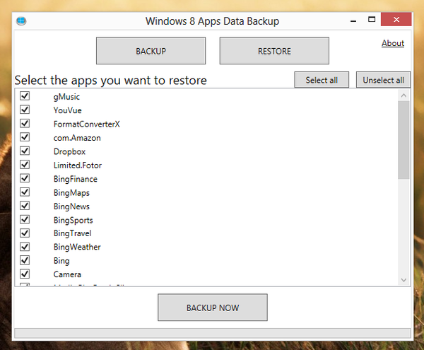 Zálohujte a obnovujte data aplikace z Windows Store jedním kliknutím
