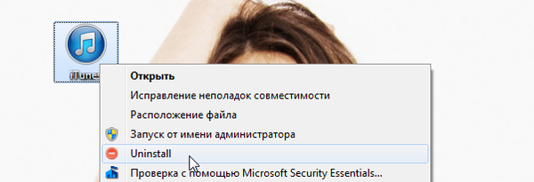 Kami menghapus program di Windows melalui menu konteks