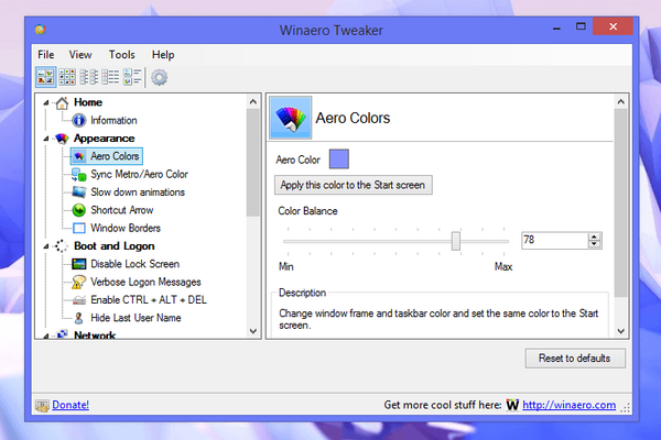 WinAero Tweaker sokoldalú Windows testreszabási eszköz