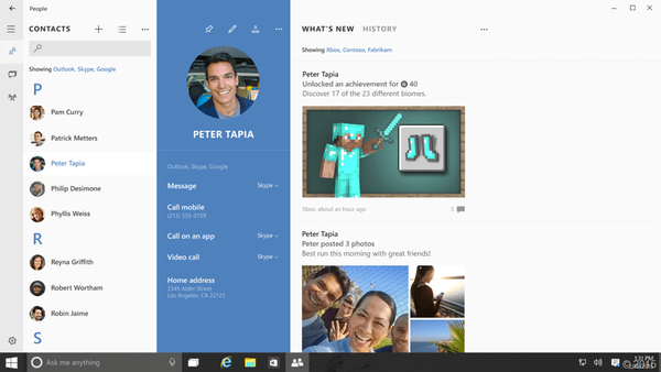 Windows 10 Desktop dan Mobile Lihat di Kontak Baru dan Aplikasi Mail