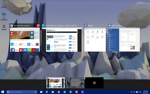 Klávesové skratky pre virtuálnu plochu Windows 10