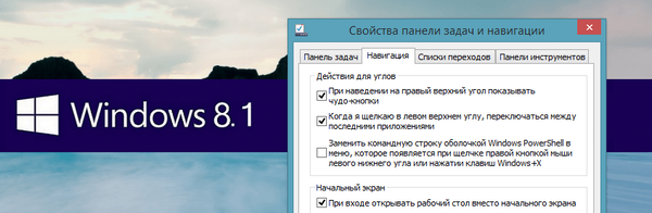 Windows 8.1 stiahnite na plochu a ďalšie funkcie v ponuke Navigation (Navigácia)