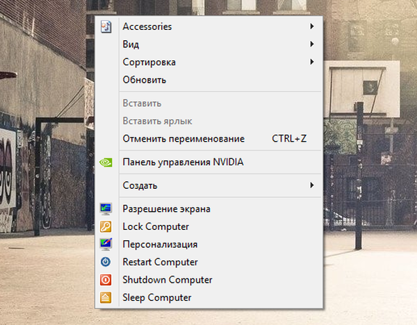 Cara mematikan dan me-restart komputer dengan Windows 8 melalui menu konteks