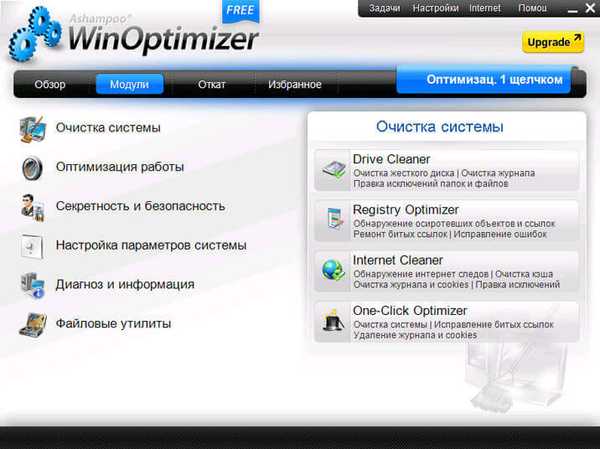 Ashampoo WinOptimizer Gratis untuk pengoptimalan komputer - 1 bagian