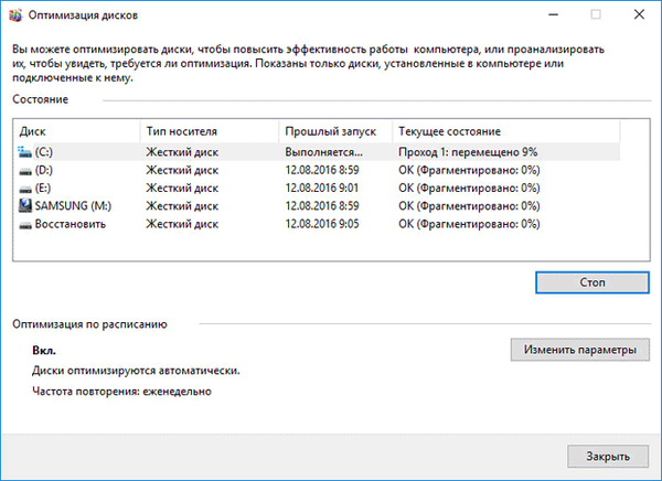 Defragmentacija v sistemu Windows 10