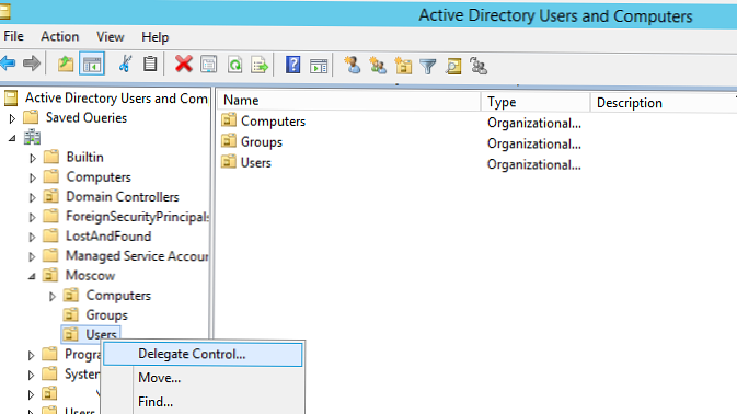 Az adminisztratív hatáskör átruházása az Active Directory-ban