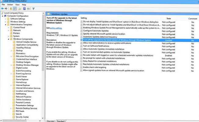 Kako u sustavu Windows 7 / 8.1 za sprečavanje preuzimanja ažuriranja za Windows 10