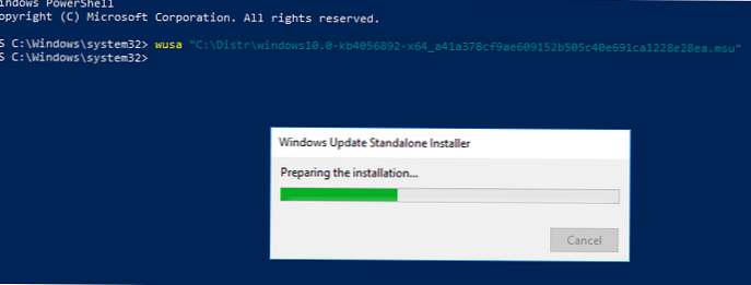 Spora instalacija Windows ažuriranja u * .msu formatu
