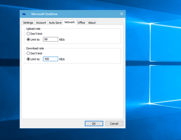 OneDrive на Windows 10 Получава ограничение на скоростта при изтегляне и качване на файлове