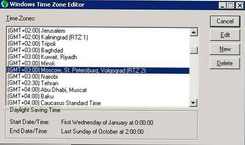 Otkazati ljetno računanje vremena na Windows Server 2003