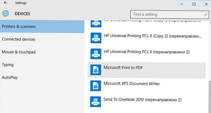 Podpora tisku do souboru PDF v systému Windows 10