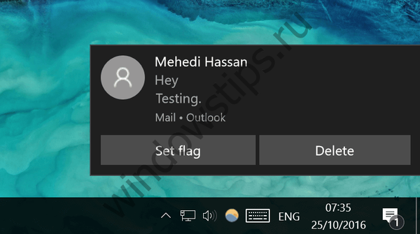 Aplikacija Mail in Calendar v Windows 10 je prejela podporo za interaktivna obvestila (Hitri zvonjenje)