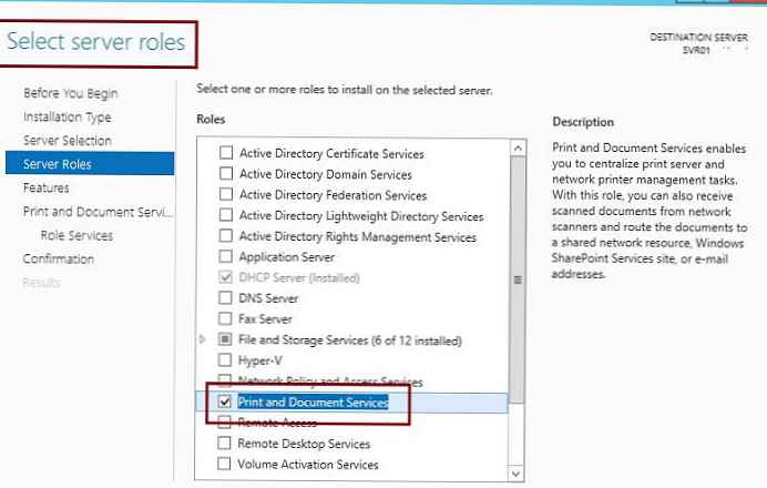 Zdieľanie tlačiarní nastavenie oblasti tlačiarní v systéme Windows Server 2012 R2