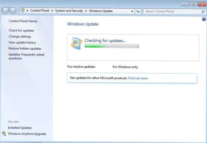 Problém nekonečného vyhledávání aktualizací v systému Windows 7