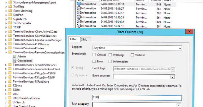 Lihat dan analisis log koneksi RDP di Windows