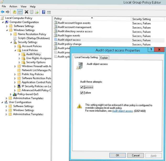 Jednoduchý systém auditu odstraňovania súborov a priečinkov pre systém Windows Server