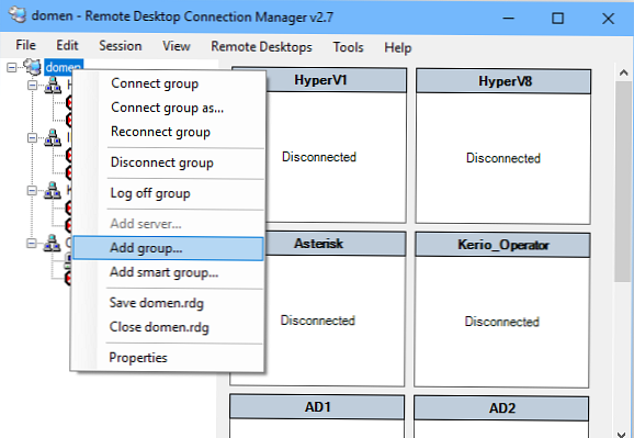 RDCMan (Remote Desktop Connection Manager) - konzola RDP za skrbnika