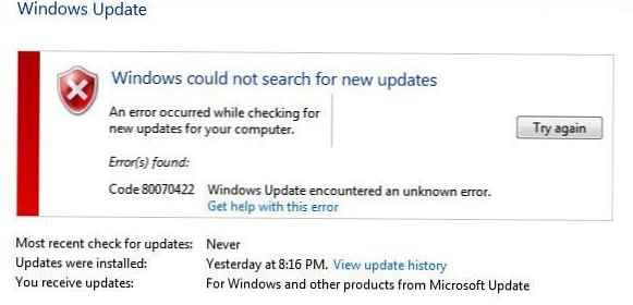 Ponastavitev storitve Windows Update