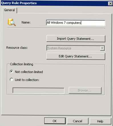 SCCM Vytvořte kolekci počítačů se systémem Windows 7 bez aktualizace SP1