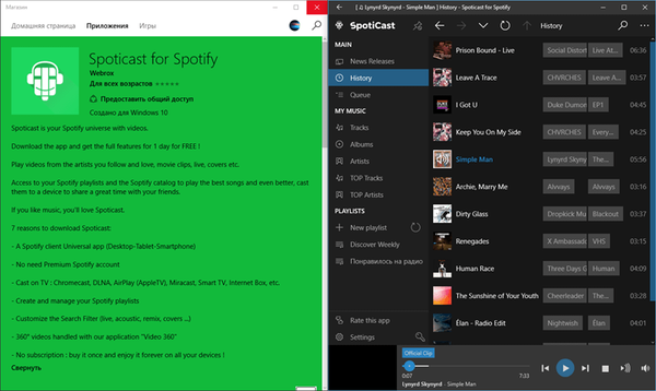 Spoticast - Spotify Universal Client a Windows 10 eszközökhöz
