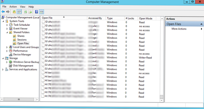 Управление на отворени файлове на файлов сървър на Windows