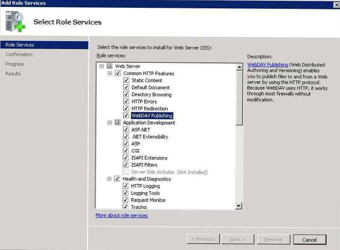 Namestite in konfigurirajte WebDAV na IIS v sistemu Windows