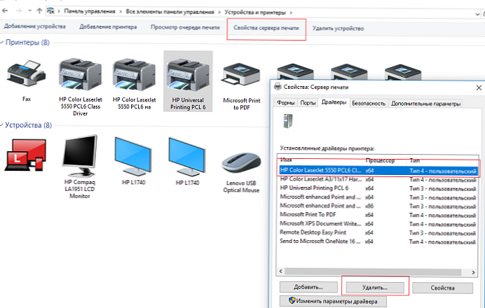 Namestitev nezdružljivega gonilnika tiskalnika v sistemu Windows 10
