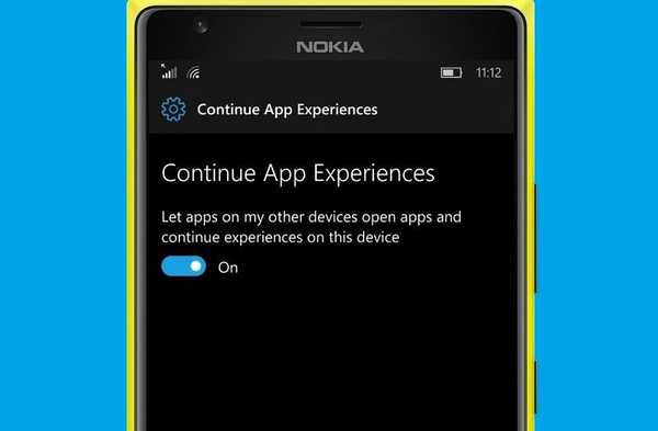 Kontynuuj Doświadczenia aplikacji przedstawione w najnowszych wewnętrznych kompilacjach systemu Windows 10 Mobile