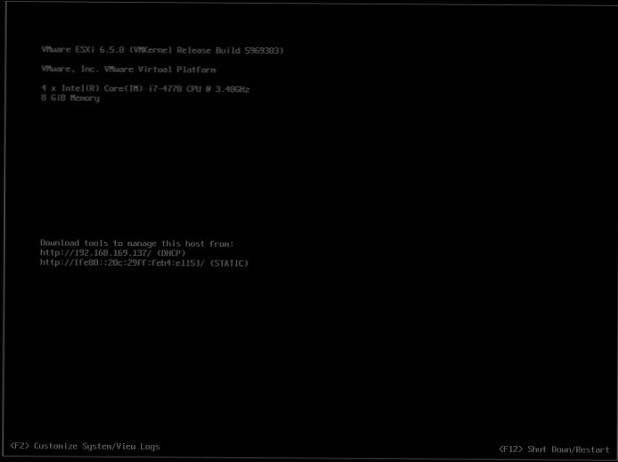 вЦентер Сервер Апплианце 6.5 се не покреће након рестарта главног рачунала