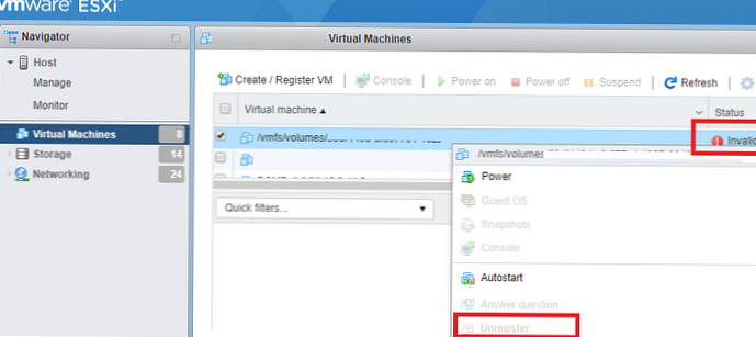 Mesin virtual tidak valid di VMWare ESXi