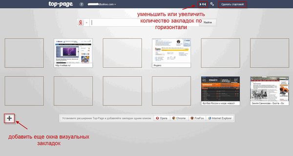 Vizuális könyvjelzők a Top-Page.ru